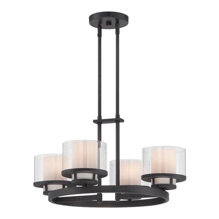 Designers Fountain Biscayne Bronze Fusion 4 Light 1 Tier Chandelier - 23.5in. Wide 86184-BBR